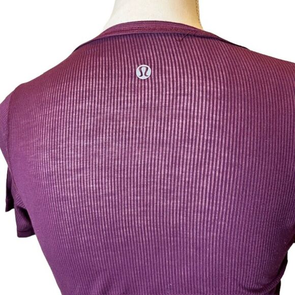Lululemon Karmady Short Sleeve Tonka Stripe Burnout Plum S - Picture 6 of 9